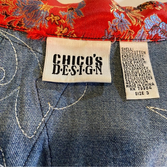 Chico’s Design SZ 3,(XL) embroidered/embellished denim jacket, GUC great piece - Picture 2 of 11